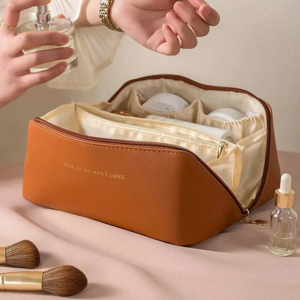 Trousse De Toilette Pour Femme Compartimentée Beige