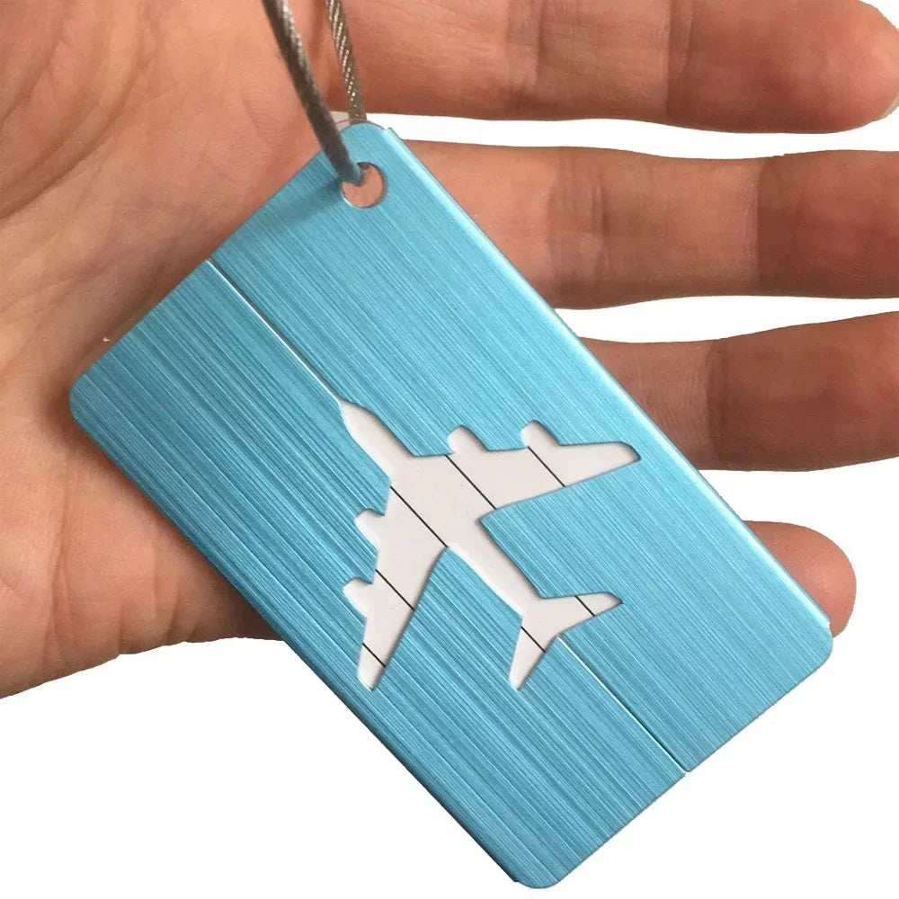Étiquette à bagage en alliage d’aluminium avec découpe avion