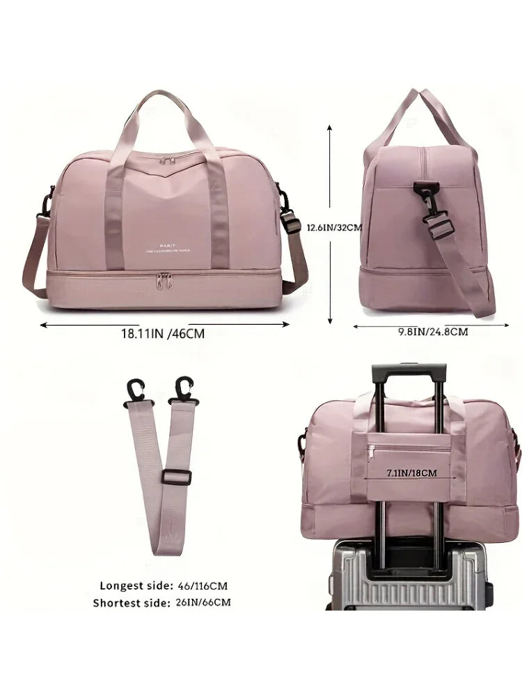 Sac polochon extensible femme rose mauve en nylon à bandoulière