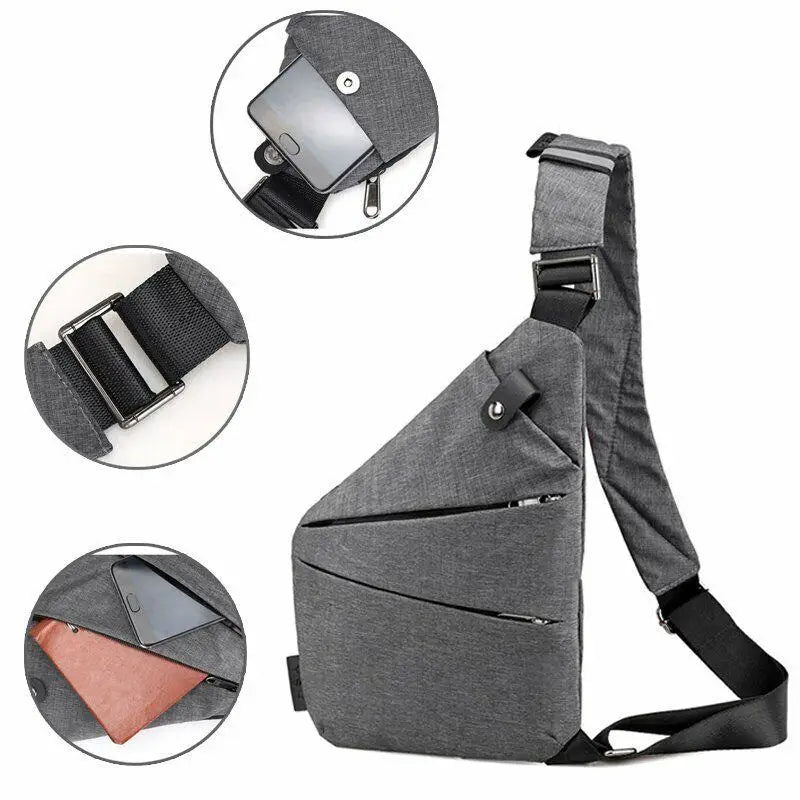 Sac poitrine homme imperméable en tissu Oxford à bandoulière croisée