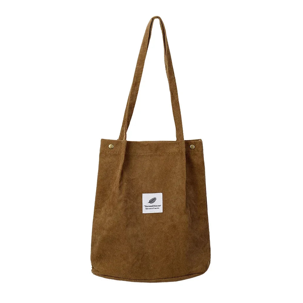 Cabas femme en toile souple à anses longues et fermeture pression