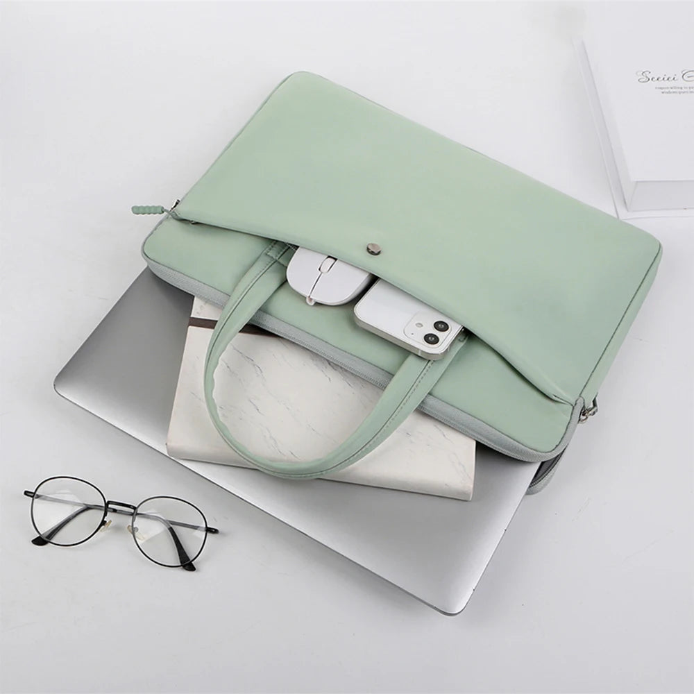 Housse pour ordinateur portable vert menthe en nylon résistante à l’eau, 13 à 16 pouces