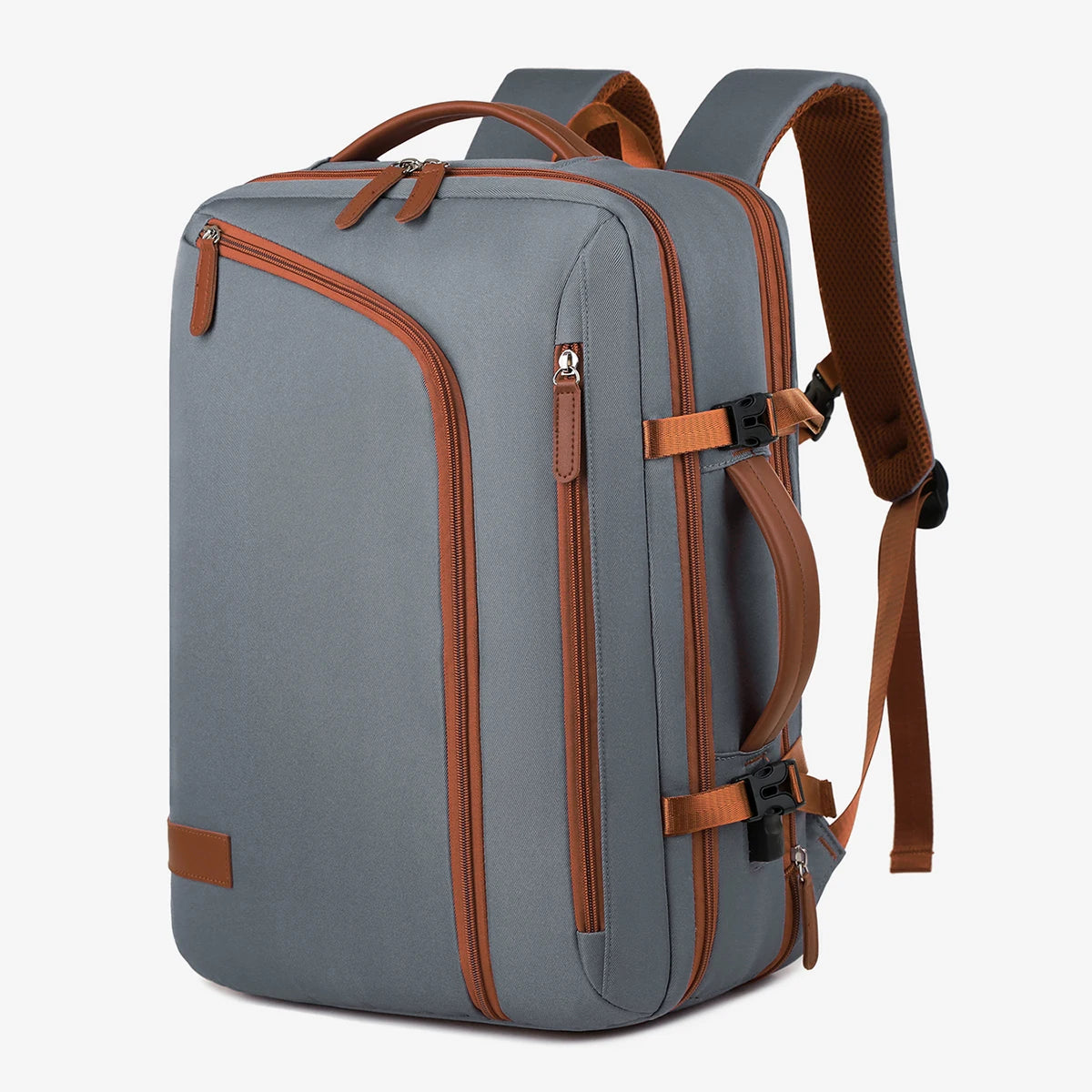 Sac À Dos Ordinateur En Nylon Beige À Fermeture Zippée