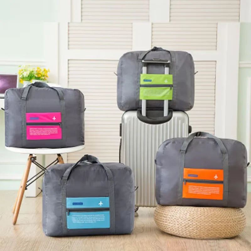 Sac polochon de voyage pliable imperméable gris avec sangle pour valise