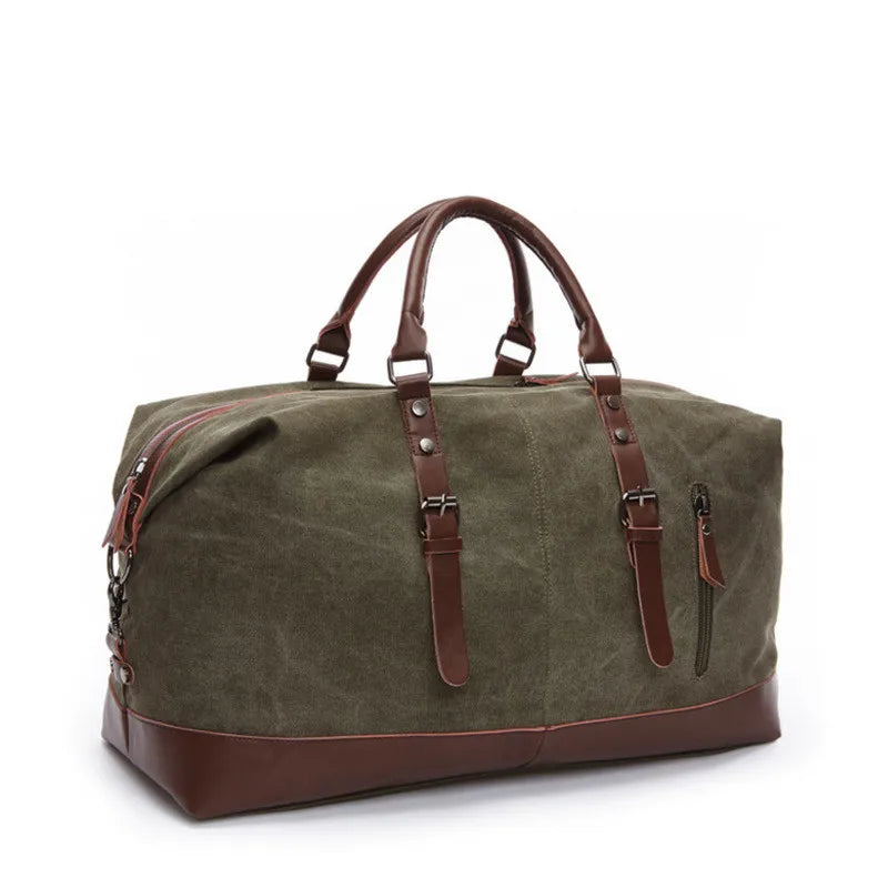 Sac polochon de voyage homme en toile gris et marron