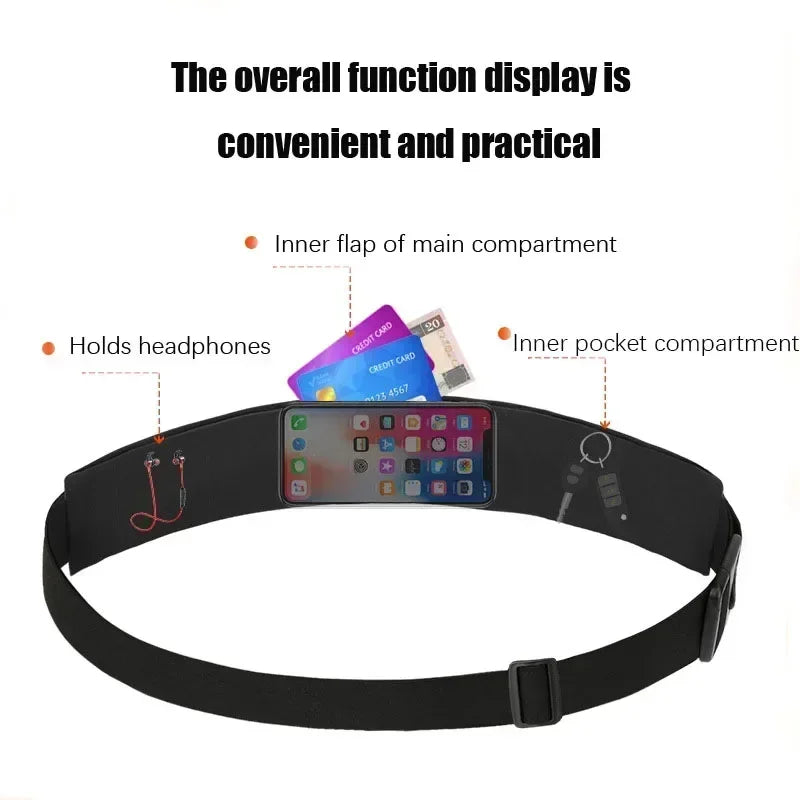 Ceinture de course unisexe résistante à l’eau avec poche téléphone