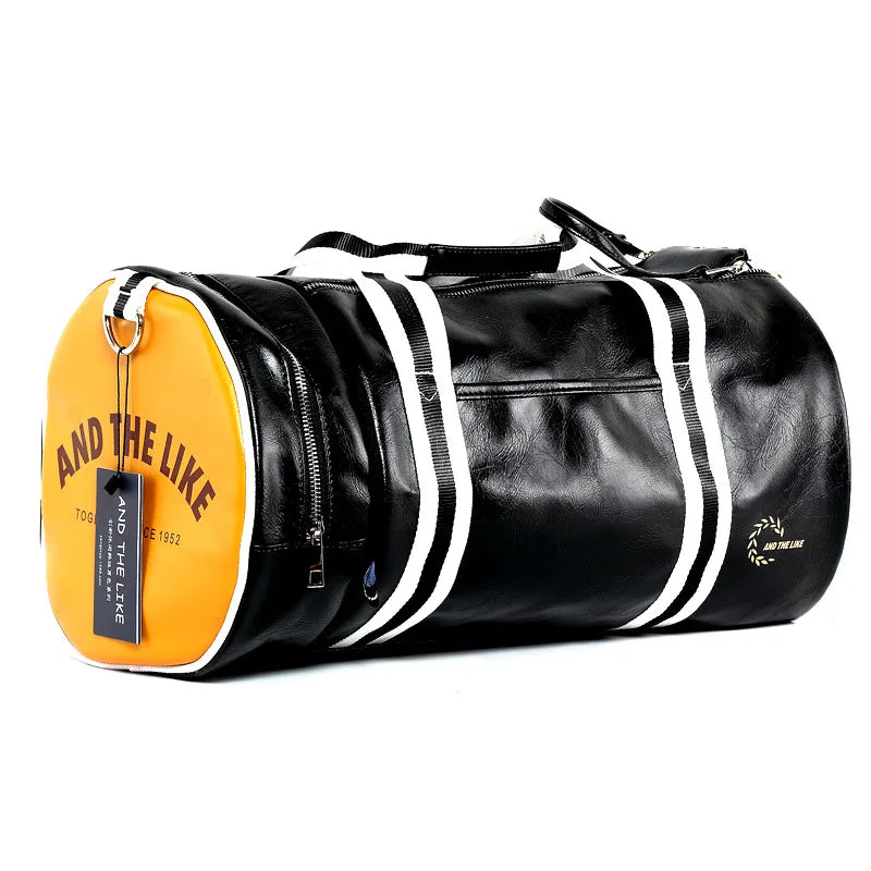 Sac polochon de sport unisexe en cuir avec compartiment à chaussures