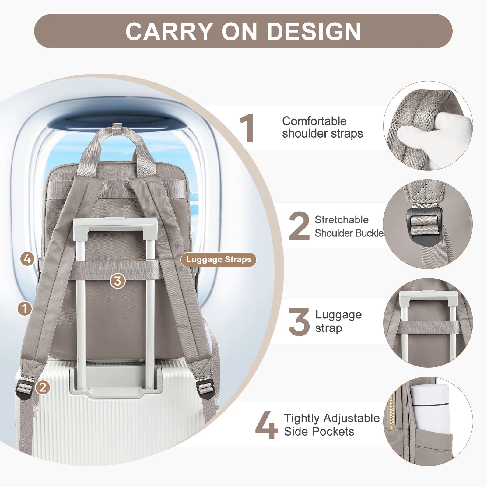 Sac À Dos Unisexe 20-35 L En Nylon Compartiment