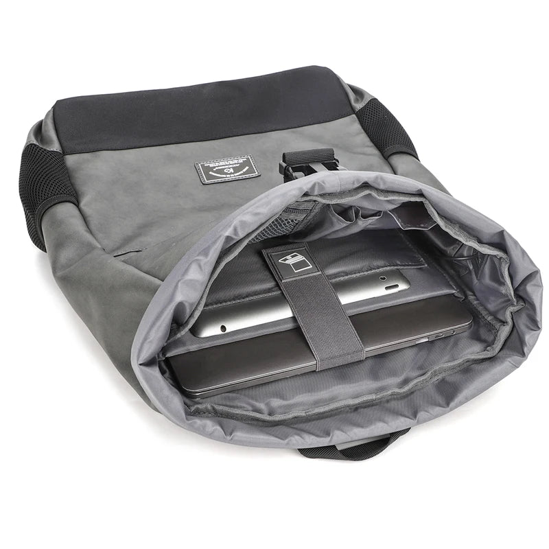 Sac À Dos Cuir PU Roll-Top Extensible Imperméable