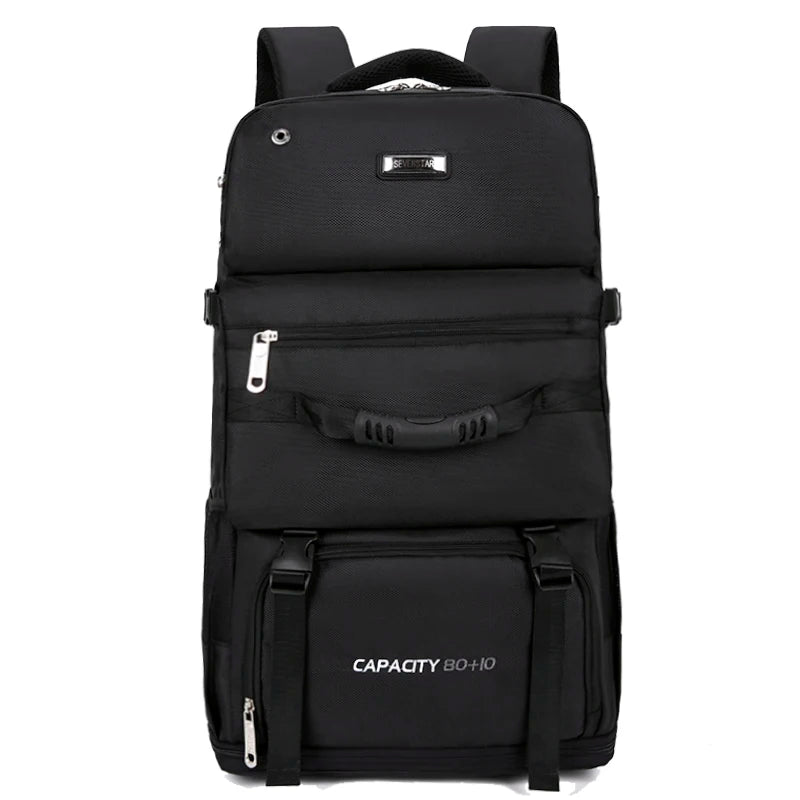 Sac À Dos De Voyage Noir 90 L En Nylon, Unisexe