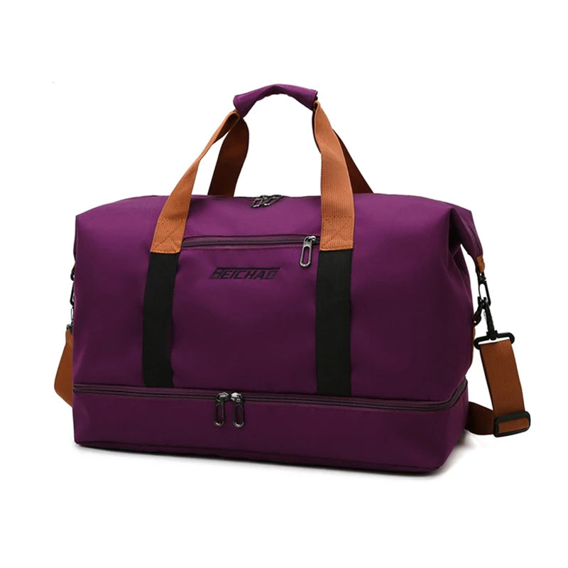 Sac polochon de voyage femme extensible en tissu Oxford avec bandoulière