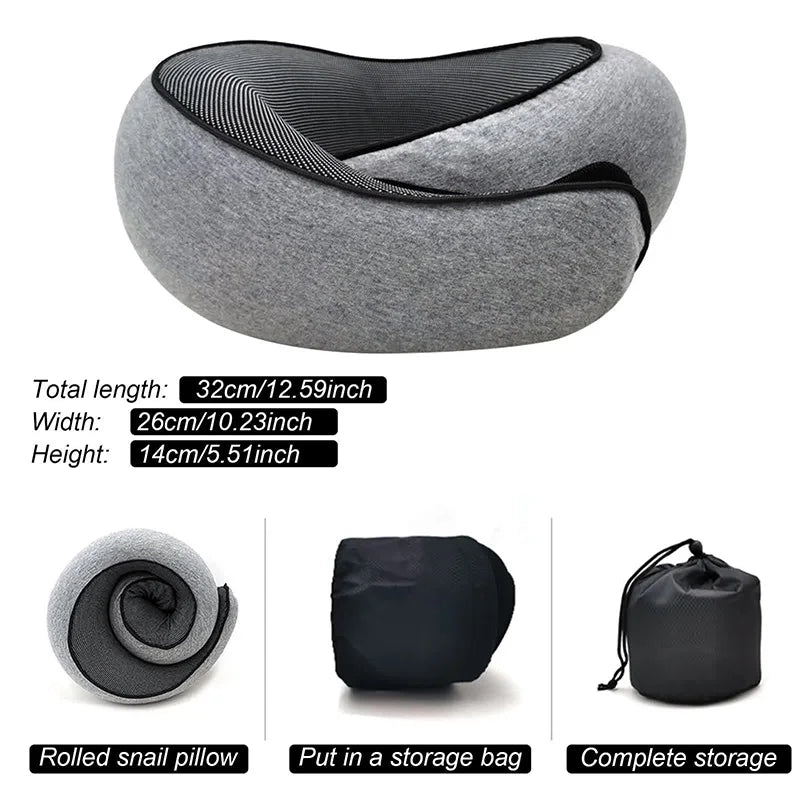 Coussin cervical de voyage ajustable en U, mousse à mémoire de forme