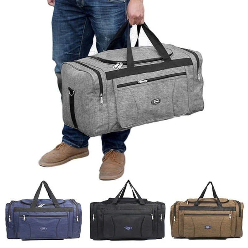 Sac polochon homme imperméable en tissu Oxford gris grande capacité