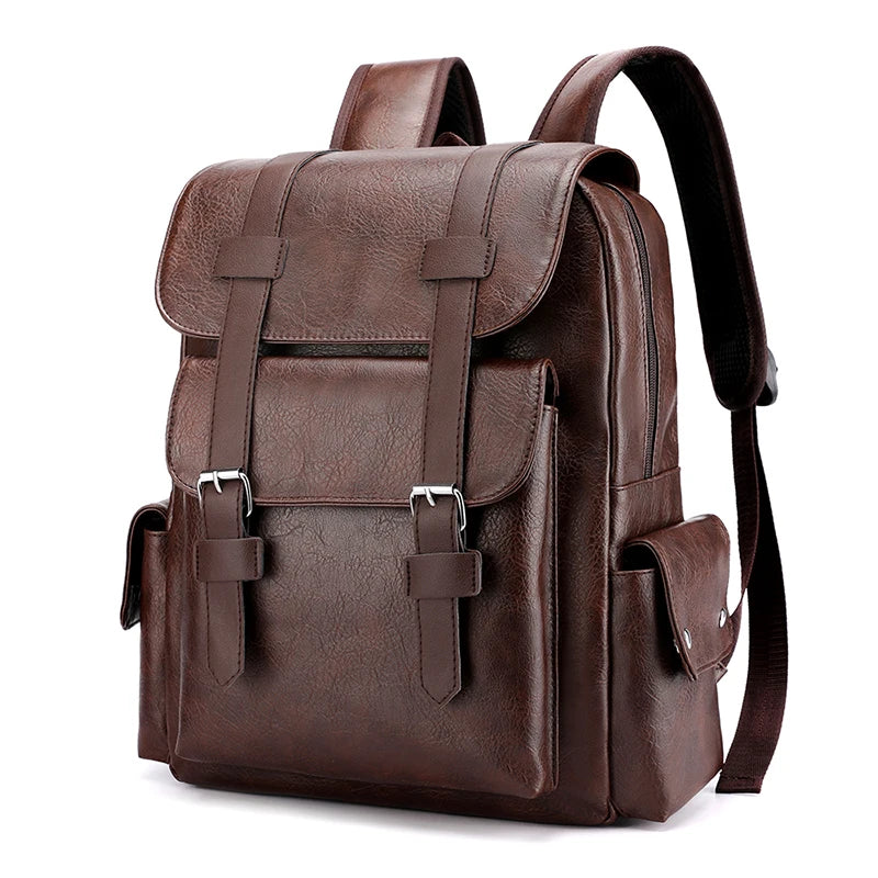 Sac-À-Dos Polyuréthane Noir Et Marron