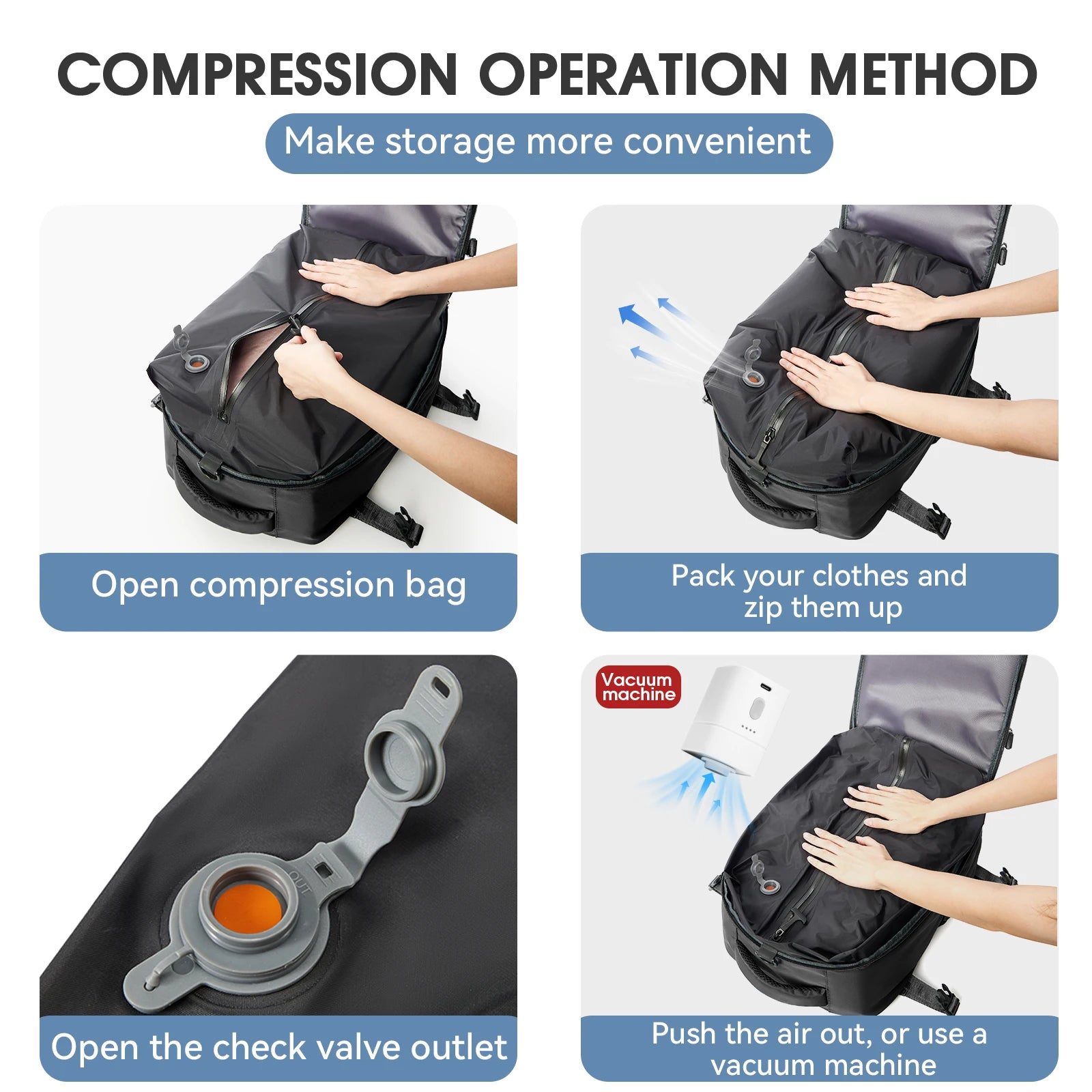Sac À Dos De Voyage Compression Sous Vide Compartiment