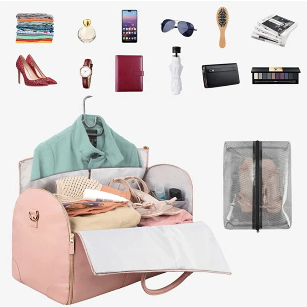 Sac polochon porte-vêtements pliable imperméable en PU pour voyage