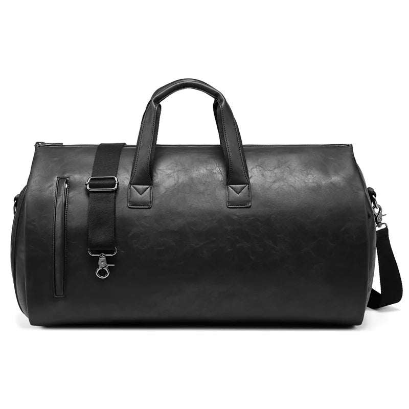 Sac polochon de voyage homme marron en PU personnalisable et imperméable