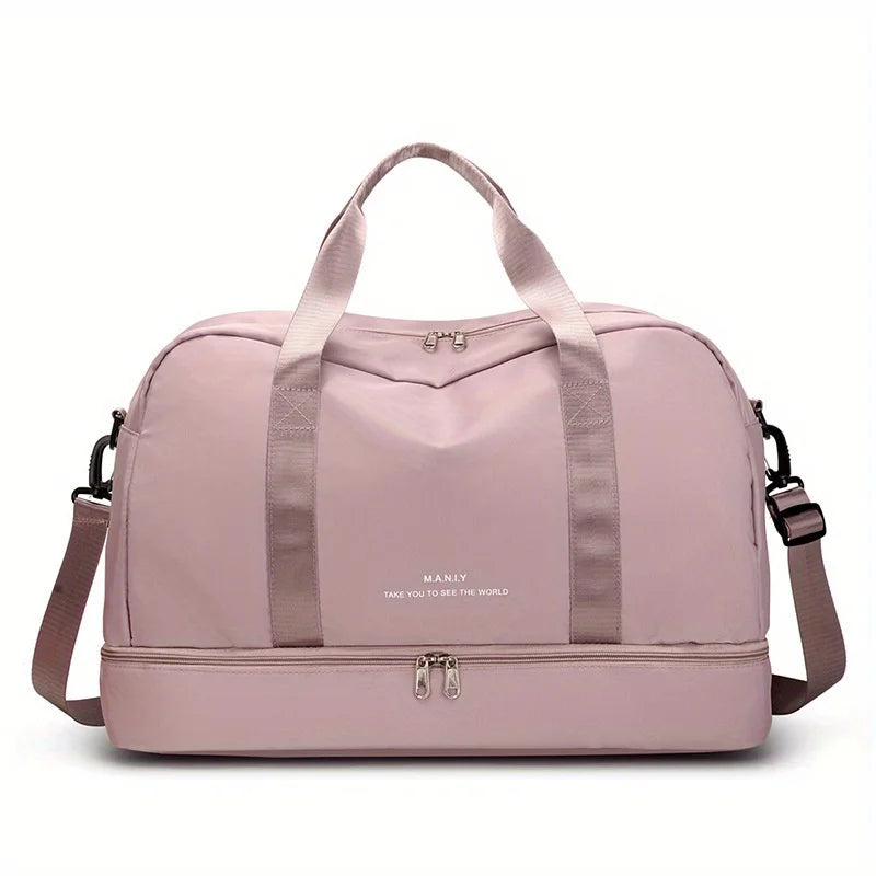 Sac polochon extensible femme rose mauve en nylon à bandoulière