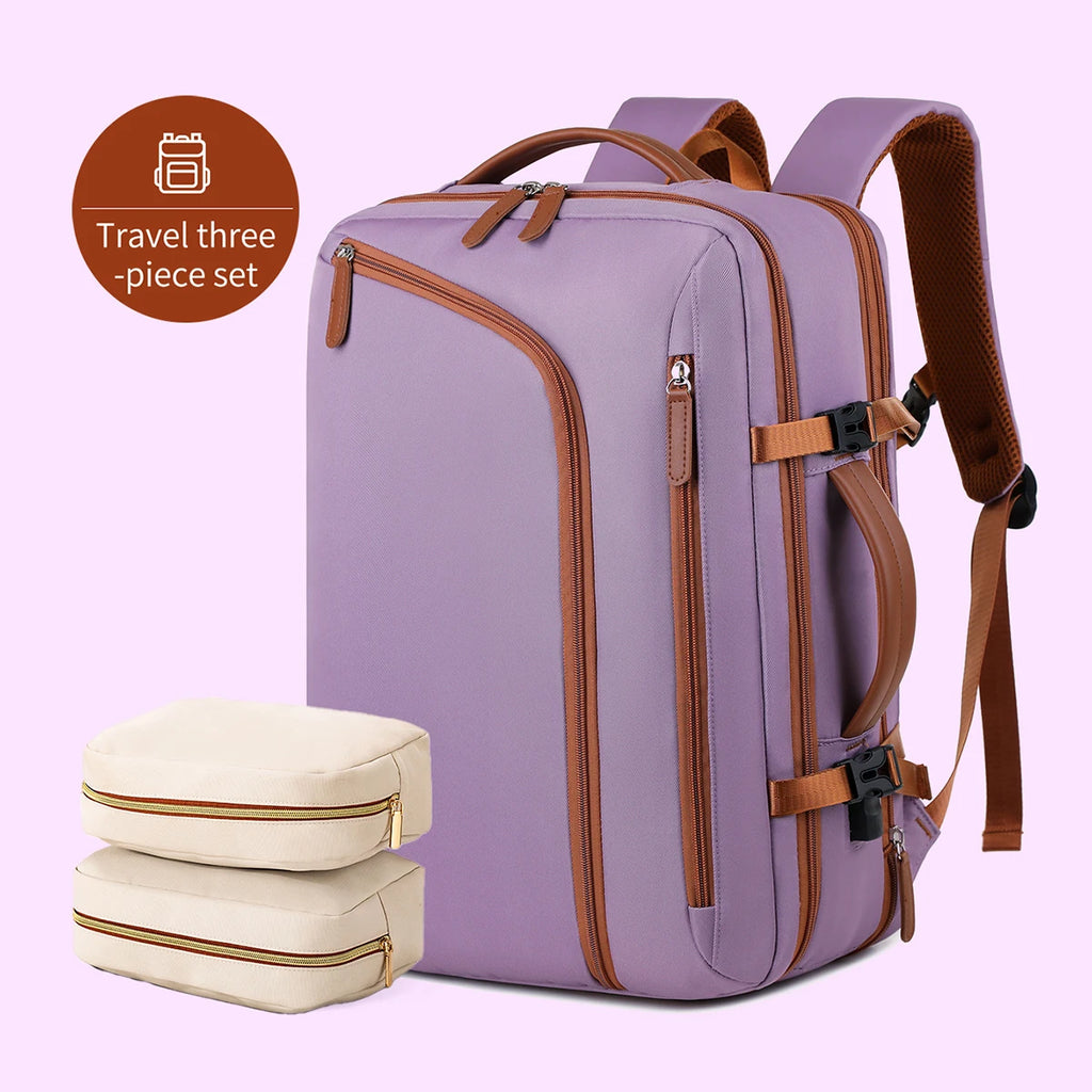 Sac À Dos Ordinateur En Nylon Beige À Fermeture Zippée