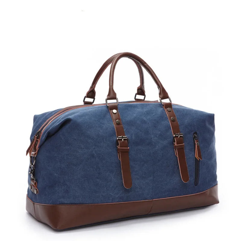 Sac polochon de voyage homme en toile gris et marron