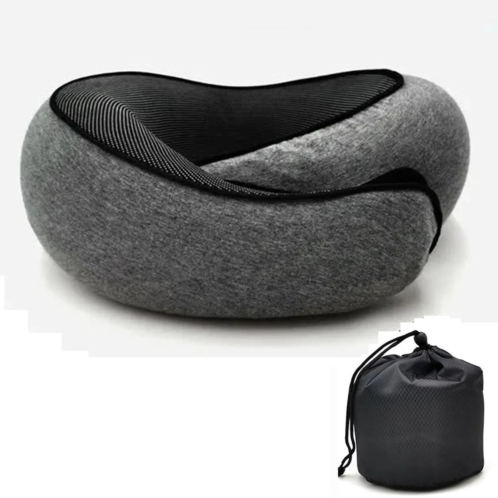 Coussin cervical de voyage ajustable en U, mousse à mémoire de forme