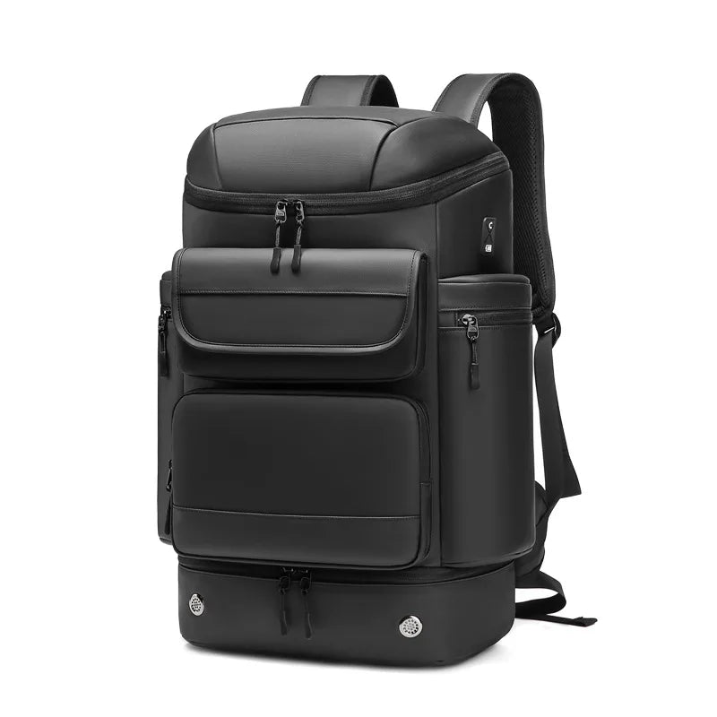 Sac À Dos De Voyage Noir 50 L Imperméable Avec Compartiment