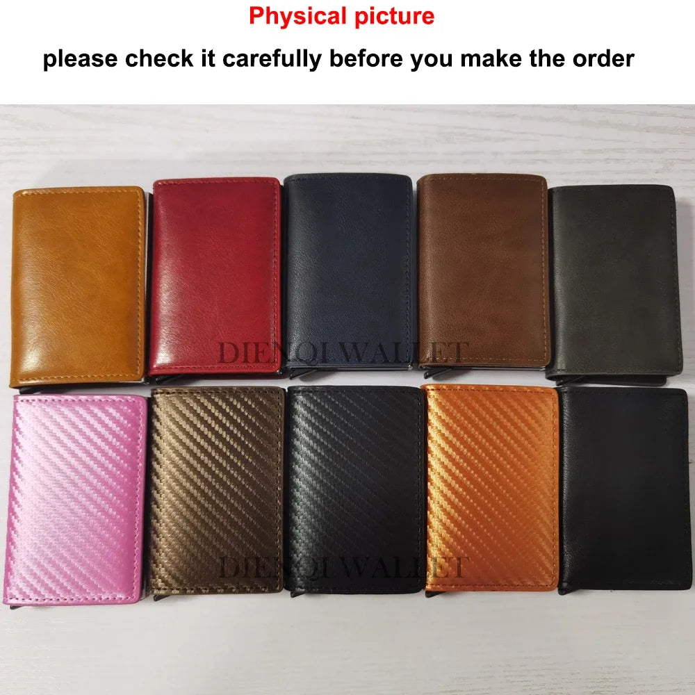 Porte-cartes RFID pop-up mini noir motif fibre de carbone