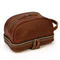 Trousse De Toilette Cuir Pour Homme Véritable Marron Foncé