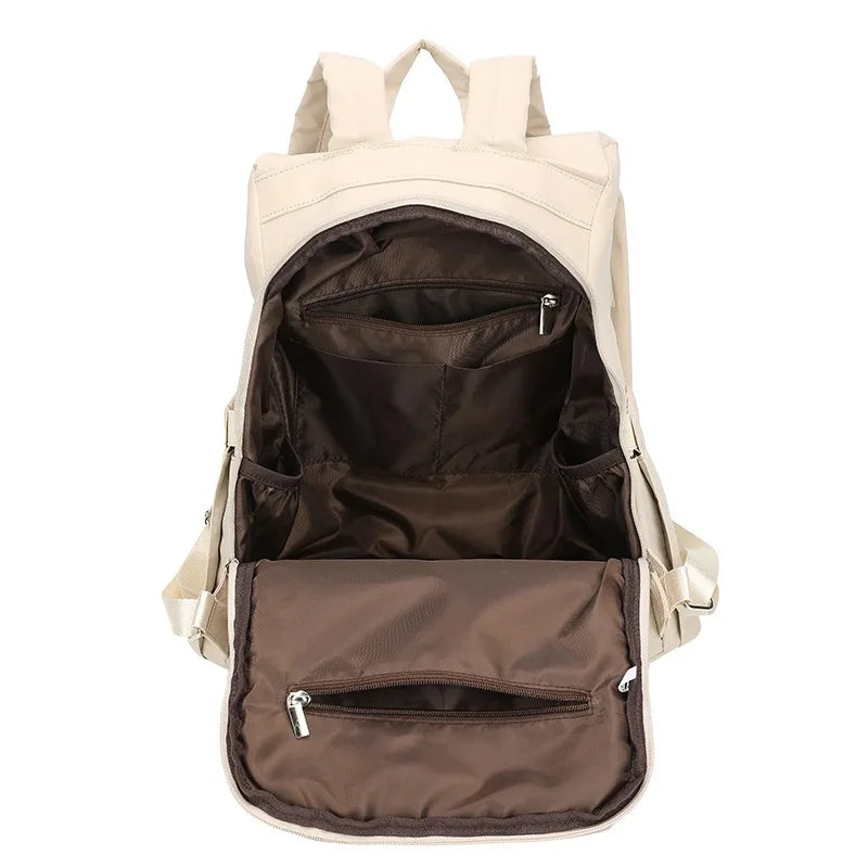 Sac À Dos Acétate Beige Avec Poche Latérale