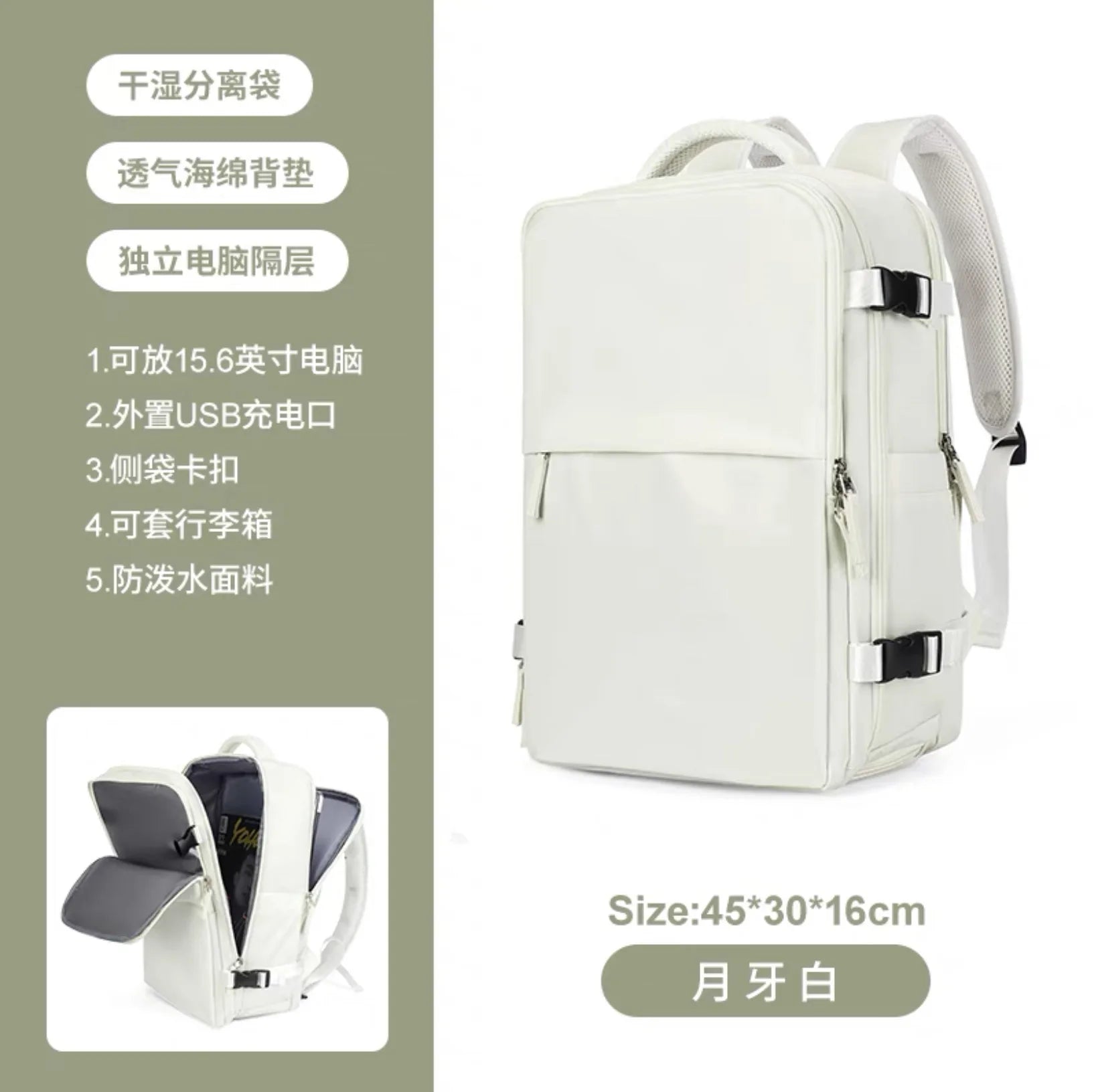 Sac À Dos De Voyage Avec Port USB Imperméable En Tissu