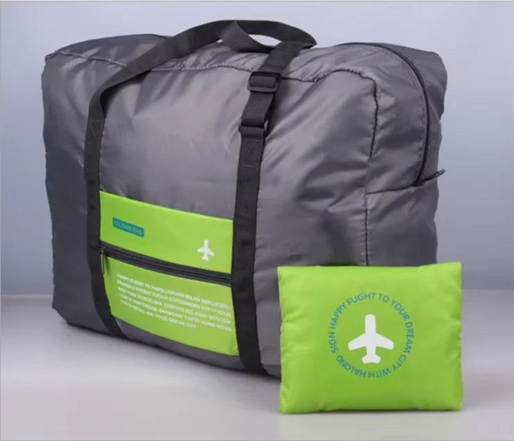 Sac polochon de voyage pliable imperméable gris avec sangle pour valise