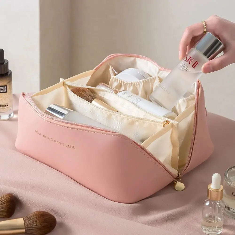 Trousse De Toilette Pour Femme Compartimentée Beige