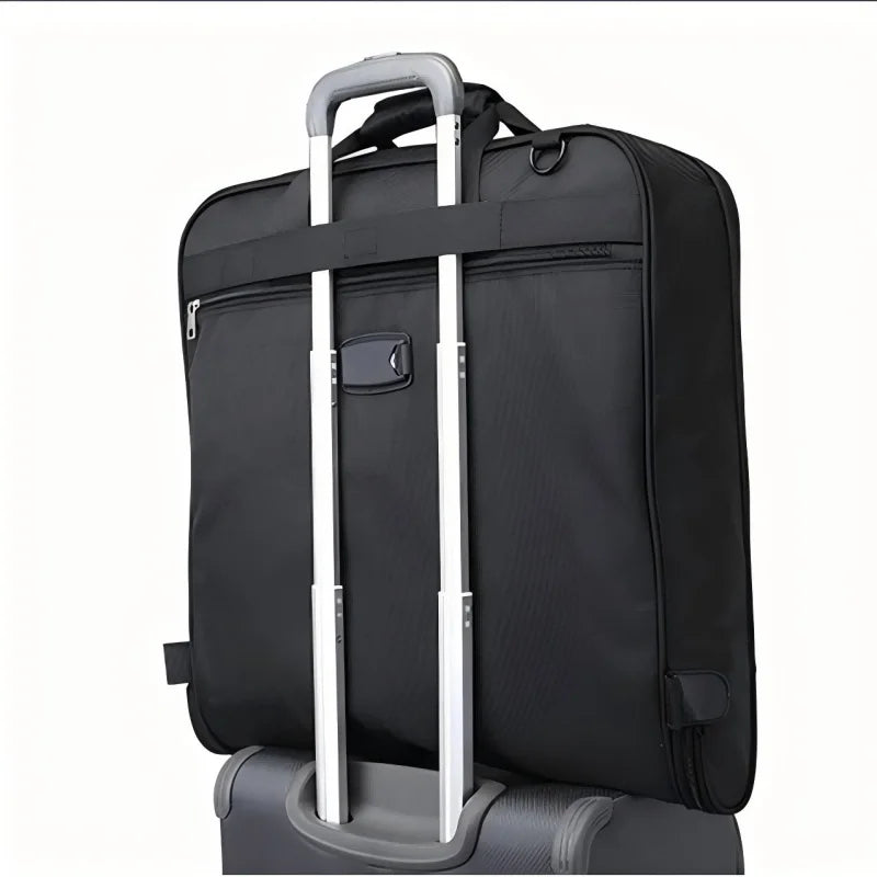 Housse à vêtements pliable noire en tissu Oxford pour voyage d'affaires