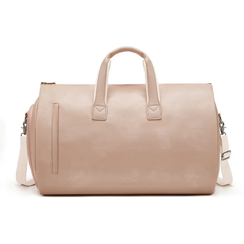 Sac polochon de voyage homme marron en PU personnalisable et imperméable