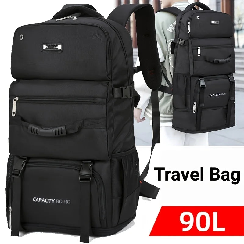 Sac À Dos De Voyage Noir 90 L En Nylon, Unisexe