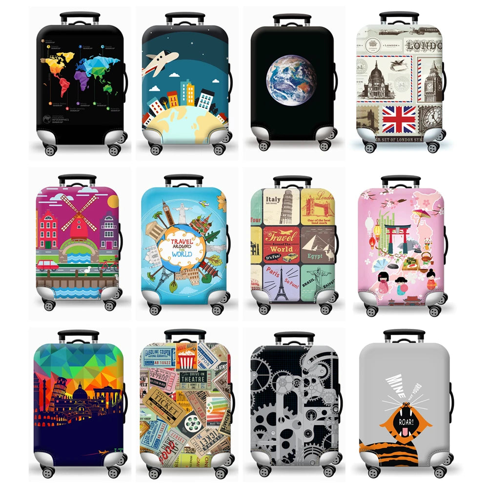 Housse de valise extensible imprimé voyage 18 à 32 pouces