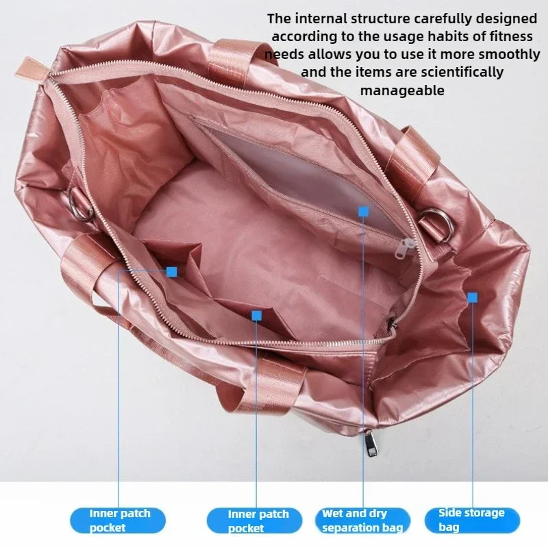 Sac de sport femme imperméable rose lilas avec compartiment humide et sec