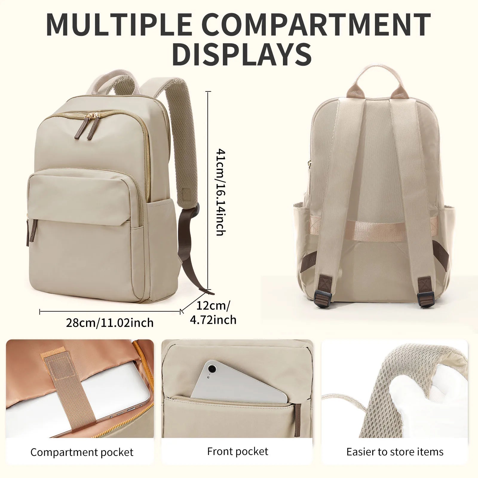Sac À Dos Femme Ordi En Nylon Compartiment Pour Ordinateur