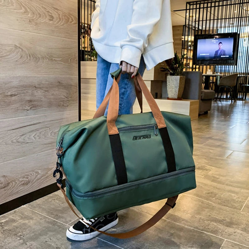 Sac polochon de voyage femme extensible en tissu Oxford avec bandoulière