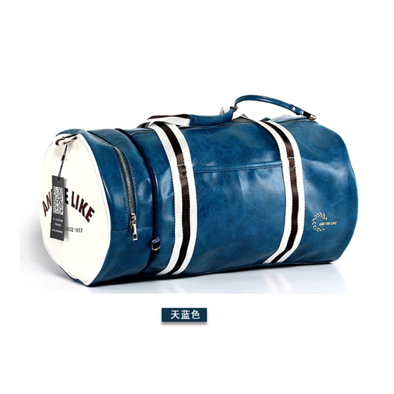 Sac polochon de sport unisexe en cuir avec compartiment à chaussures