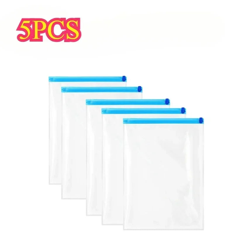 Lot de 5 sacs de compression sous vide sans pompe pour voyage