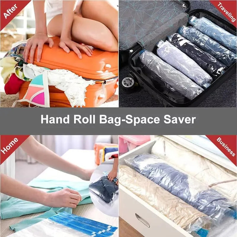 Lot de 5 sacs de compression sous vide sans pompe pour voyage