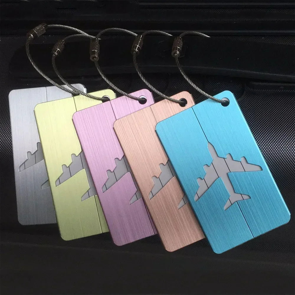 Étiquette à bagage en alliage d’aluminium avec découpe avion