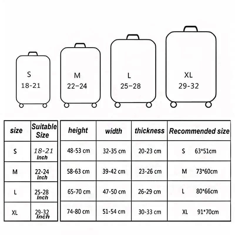 Housse de valise extensible imprimé voyage 18 à 32 pouces