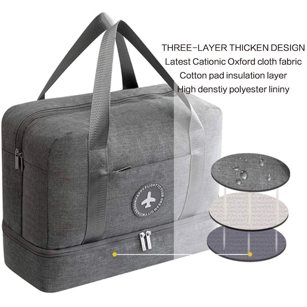 sac de voyage imperméable en tissu Oxford à séparation humide et sèche
