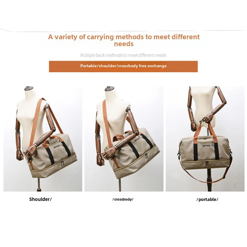 Sac polochon de voyage femme extensible en tissu Oxford avec bandoulière