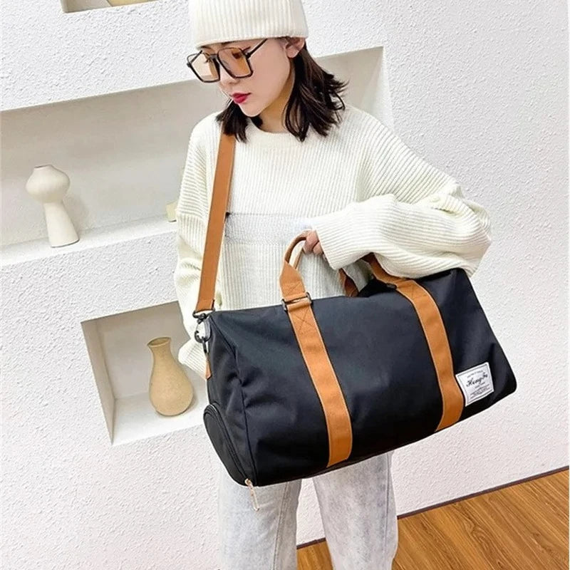 Sac polochon de sport en nylon avec poche à chaussures