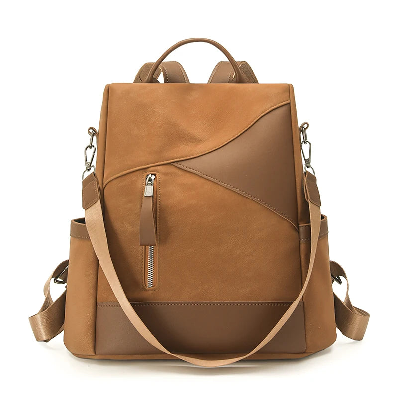 Sac À Dos Élégant Femme PU Noir Et Marron