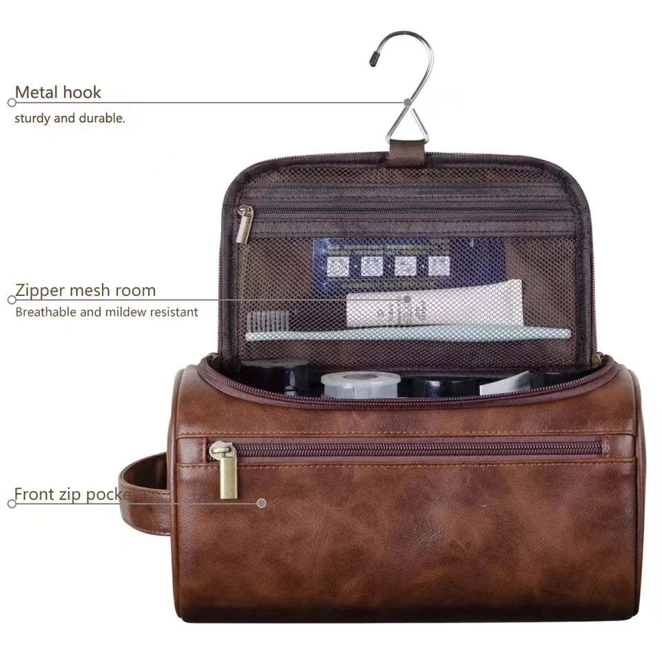 Trousse De Toilette De Voyage Femme Cuir PU Marron