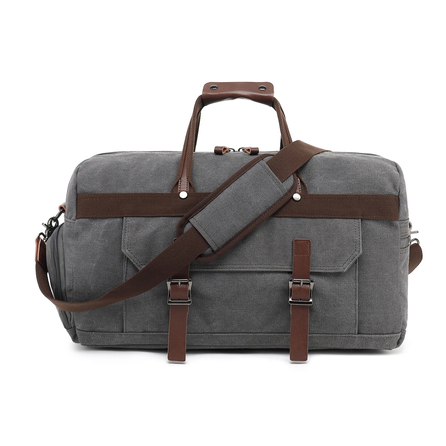 Sac polochon homme marron en nylon Oxford avec compartiment à chaussures